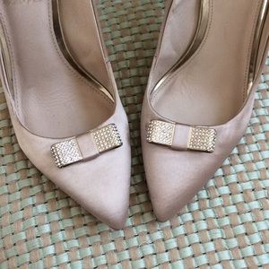 Coach Beige Satin Slingback Heels